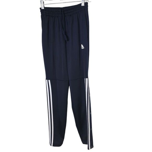 Adidas Men's Small Training Joggers Workup Pants Pockets Navy Snap Ankles Sm - Picture 5 of 6